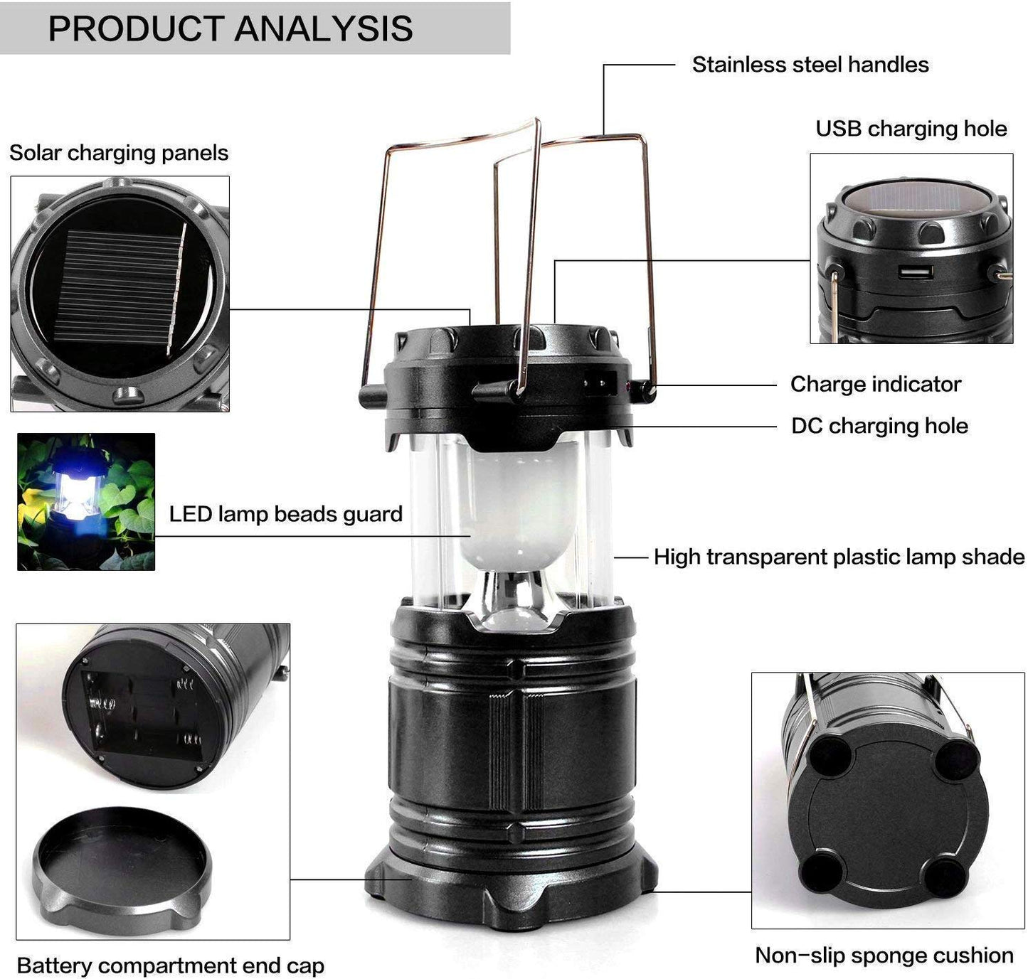 Rechargeable Solar and Charging LED Lantern Torch Light, Portable Camping and Home Emergency Light also Solar Light