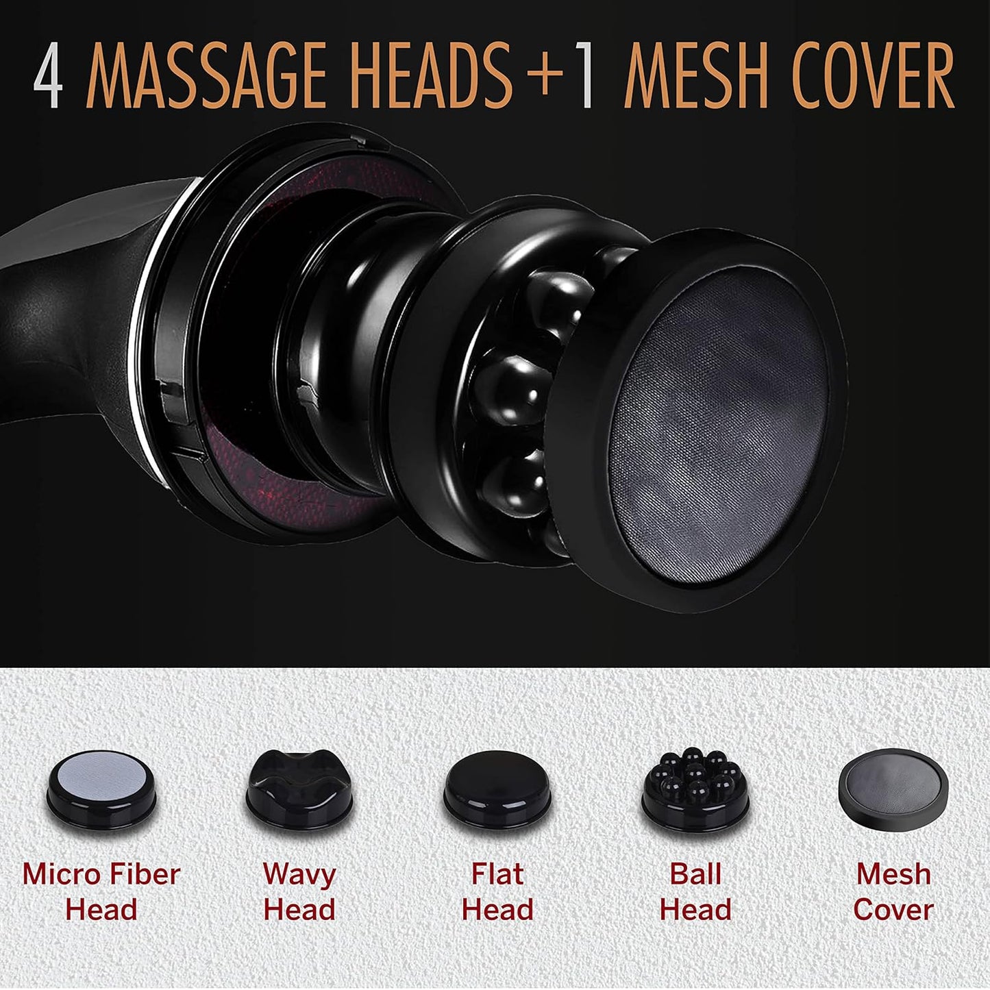 Handheld Electric Full Body Massager with Interchangeable Heads