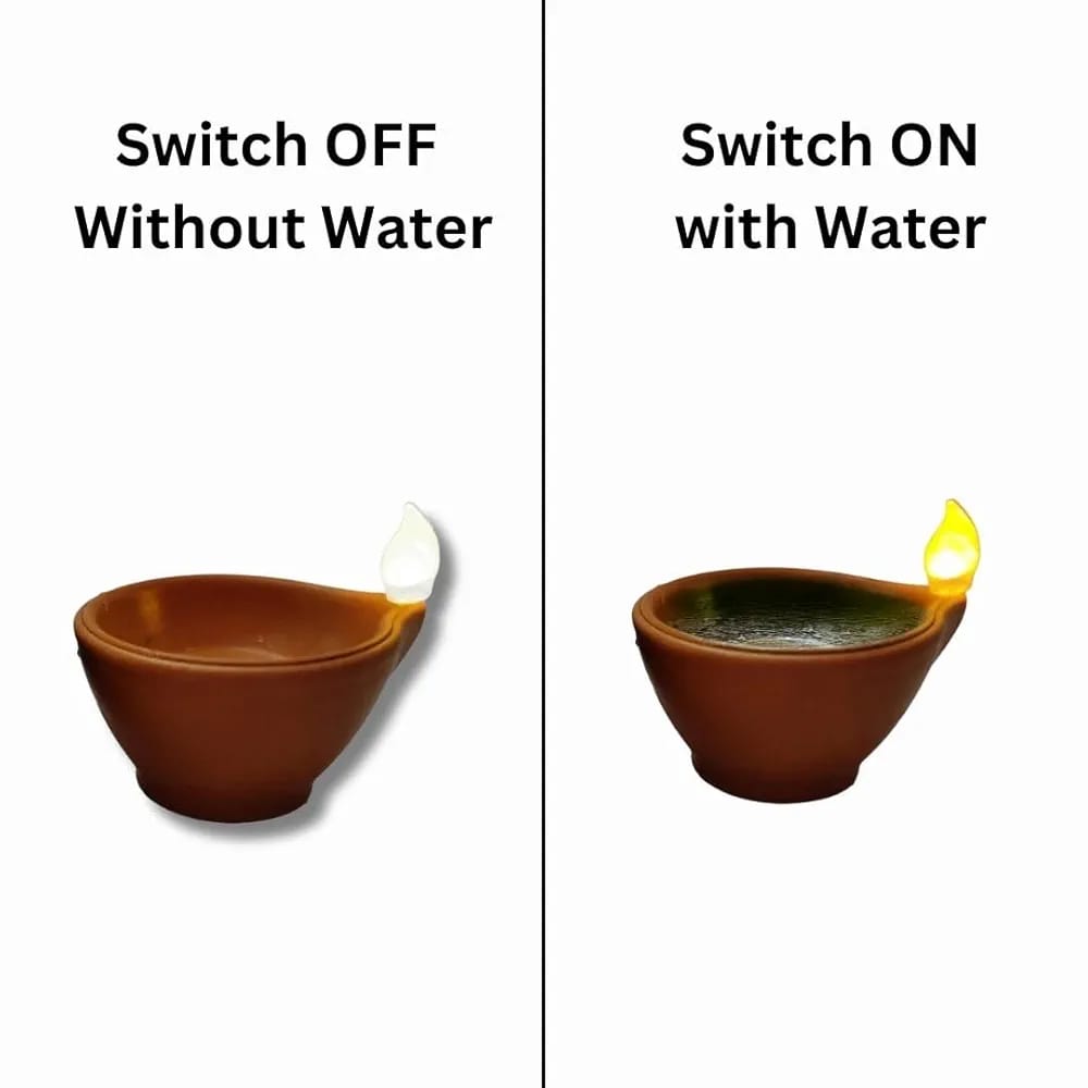 Aster Water Sensor LED Light Diyas – Flame Effect Without Oil Pack Of 12