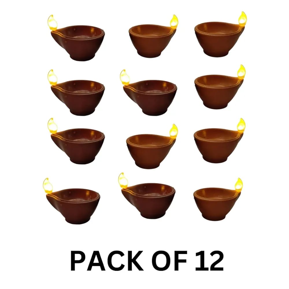 Aster Water Sensor LED Light Diyas – Flame Effect Without Oil Pack Of 12