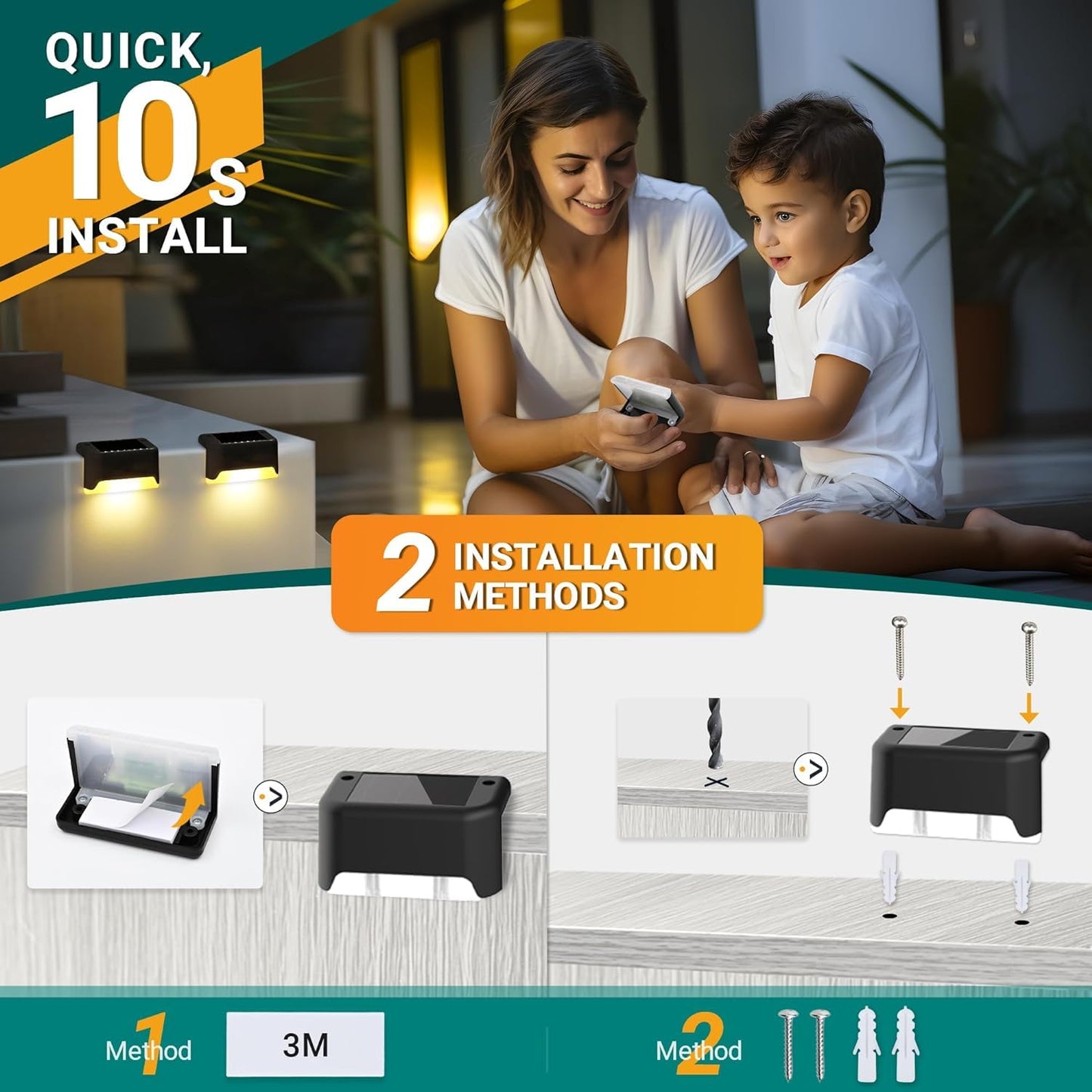 Solar LED Wall / Stair Lights – Pack of 4