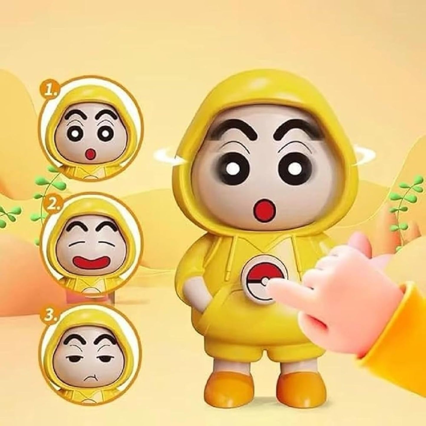 Shinchan Face Changing Keychain – 3 Expression 3D Cartoon Key Ring