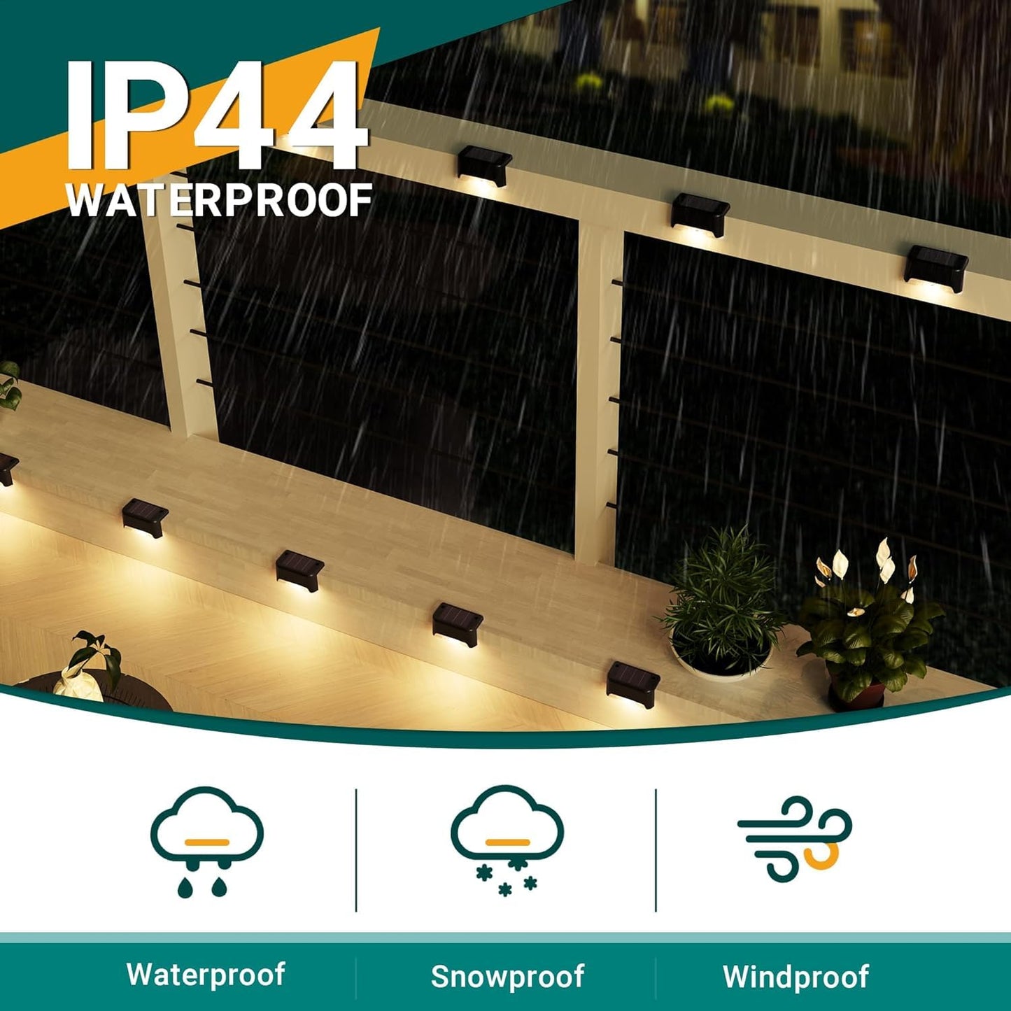 Solar LED Wall / Stair Lights – Pack of 4